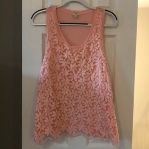 J Crew Factory Peach lace floral sleeveless top